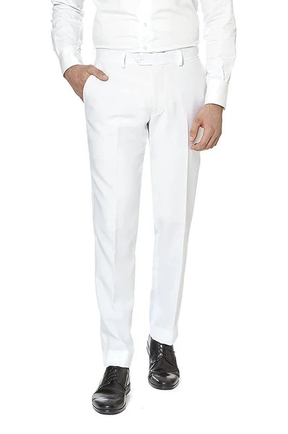 2-Piece White Slim Fit Men's Suit Notch Lapel Two Buttons Business Wedding Prom Groom Tuxedos Jacket & Pants Set