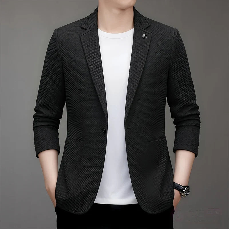 Men's Slim Fit Plaid Blazer for Weddings, Business & Casual Wear – Single Breasted