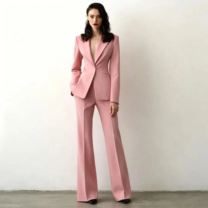Tailor Made Women's Suit Slim Fit Notch Lapel 2 Pcs Workplace Style Blazer Female Business Work Wear (Jacket+Pant）