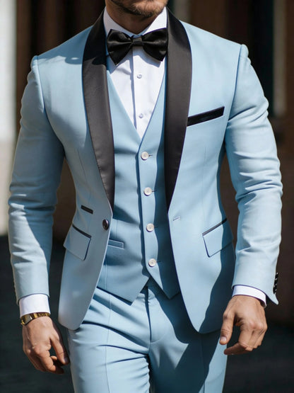 Men's 3-Piece Suit Set Jacket Vest Pants for Weddings Proms and Business