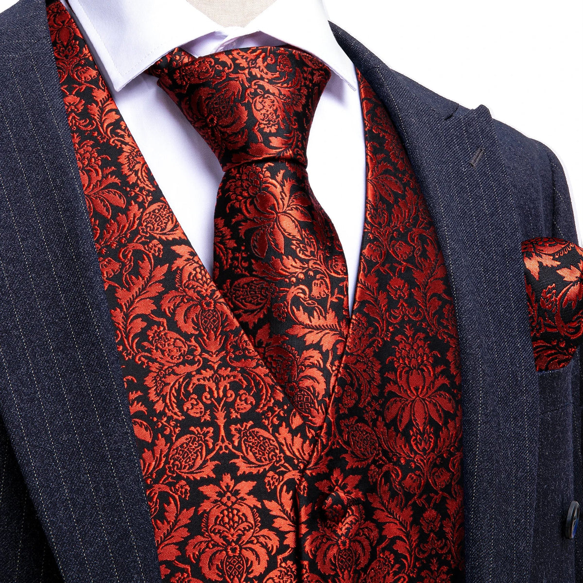 Men's Suit Vest with Matching Tie | Jacquard Paisley Waistcoat for Weddings & Formal Events