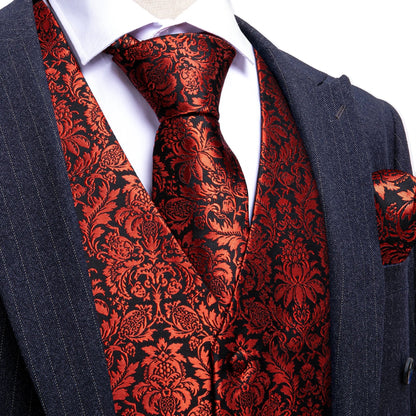 Men's Suit Vest with Matching Tie | Jacquard Paisley Waistcoat for Weddings & Formal Events
