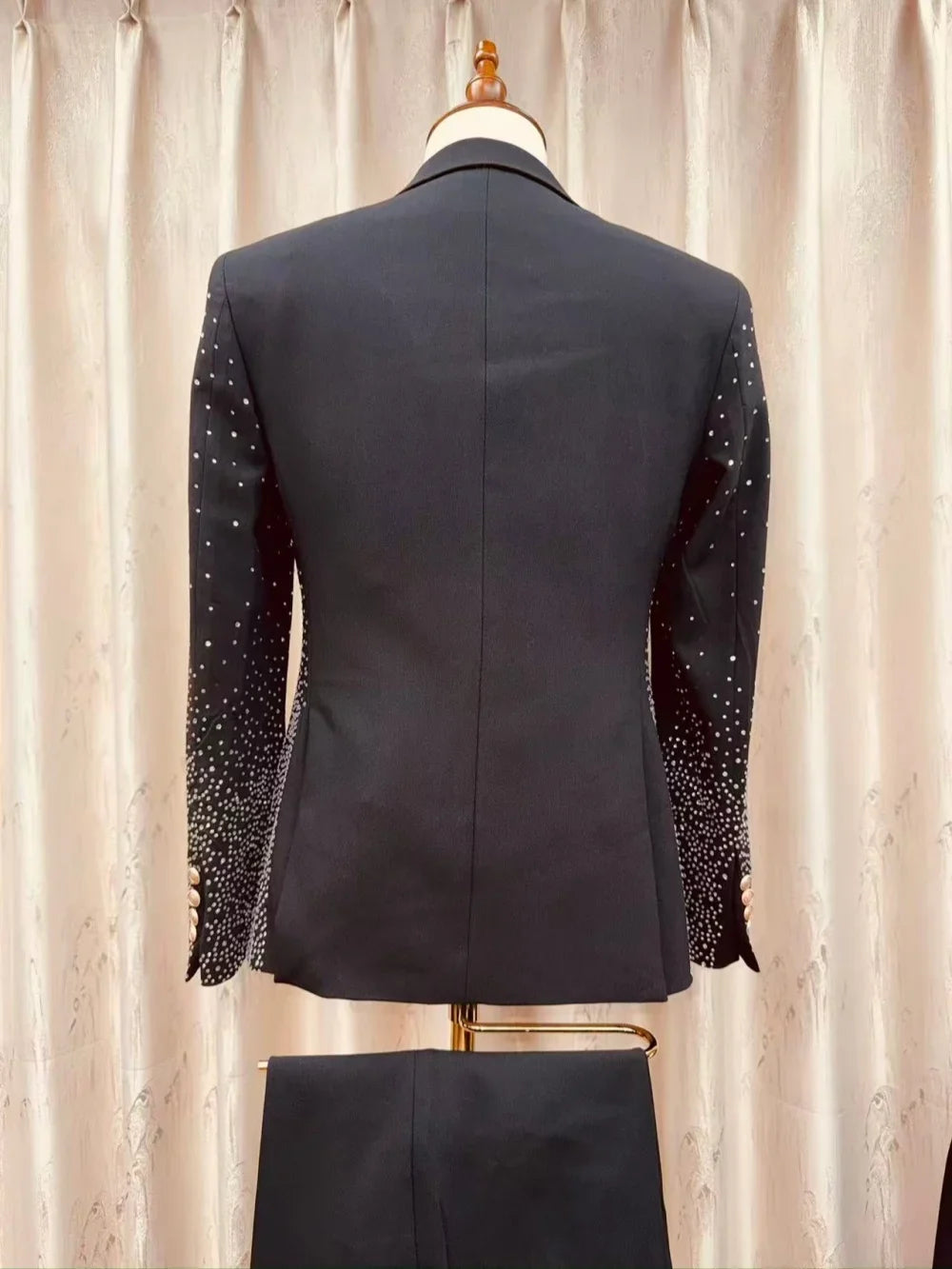 Man Gorgeous Beaded Tuxedo 3 Pieces Party Prom Wear Elegant Handsome Peak Lapel Men's Slim Fit Suits Wedding Birthday Sets S-3XL