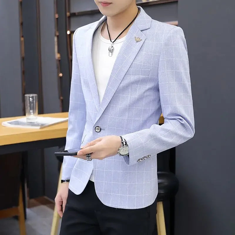 Party Linen Gray Men's Suit Jackets Single Breasted Coat Male Blazer Summer New in Simple Clothing Fashion 2025 Casual Classic