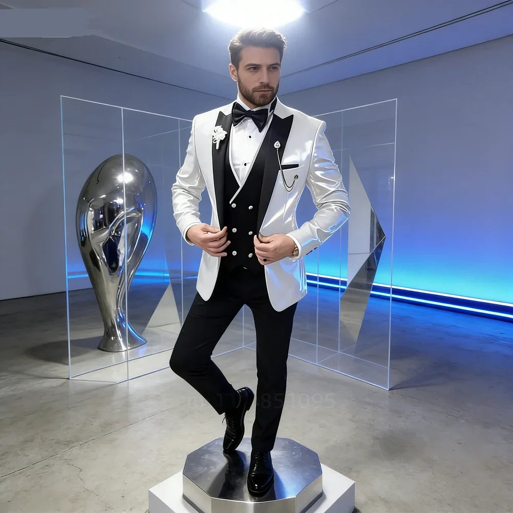3-Piece Suit for Men – Single Breasted Casual Jacket, Vest & Pants Set