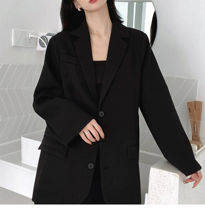 Retro ey ular Women's Suit Loose Hong Kong Sle Faionable Korean Version Spring Autumn New Arrival Polyester Fabric
