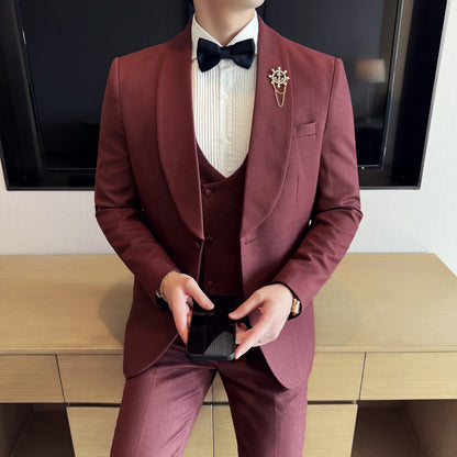 Men's Slim Fit 3-Piece Suit for Weddings, Parties & Formal Occasions – White, Red, Black