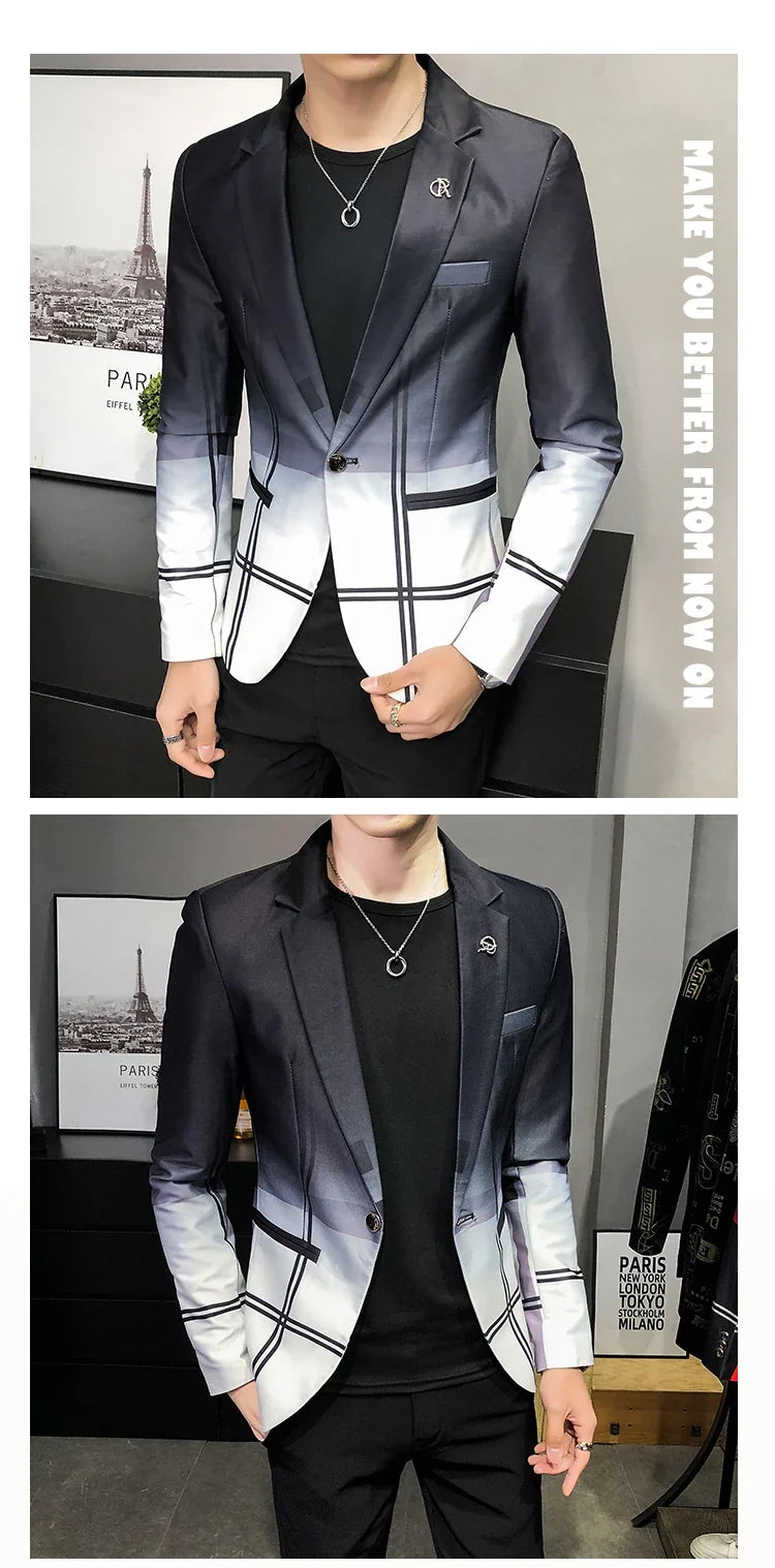 Men's Blazer Suit Jacket 2025 Spring New Fashion Korean Slim Suit Jacket Social Prom Dress Jacket Men's High Quality Clothing