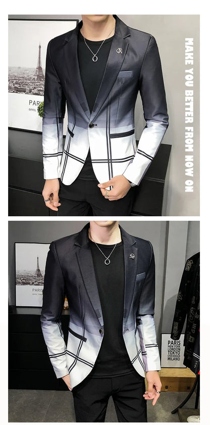 Men's Blazer Suit Jacket 2025 Spring New Fashion Korean Slim Suit Jacket Social Prom Dress Jacket Men's High Quality Clothing