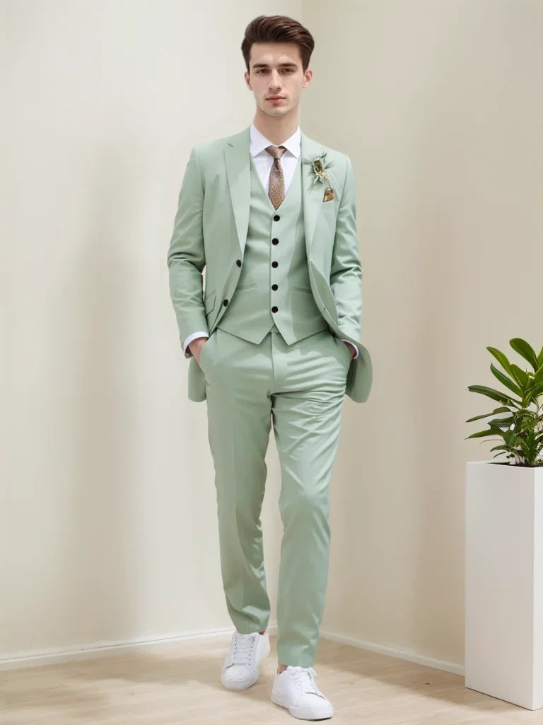 Customized Tuxedo Elegant Suit For Men 3 Piece Blazer Vest And Pant Set Notched Lapel High Quality Suit For Men Wedding suits