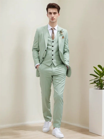Customized Tuxedo Elegant Suit For Men 3 Piece Blazer Vest And Pant Set Notched Lapel High Quality Suit For Men Wedding suits