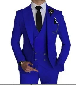 Fashion Smart Business Sky Blue Costume Homme Wedding Men Suits Peak Lapel Groom Tuxedos Terno Masculino Prom Blazer 3 Pieces