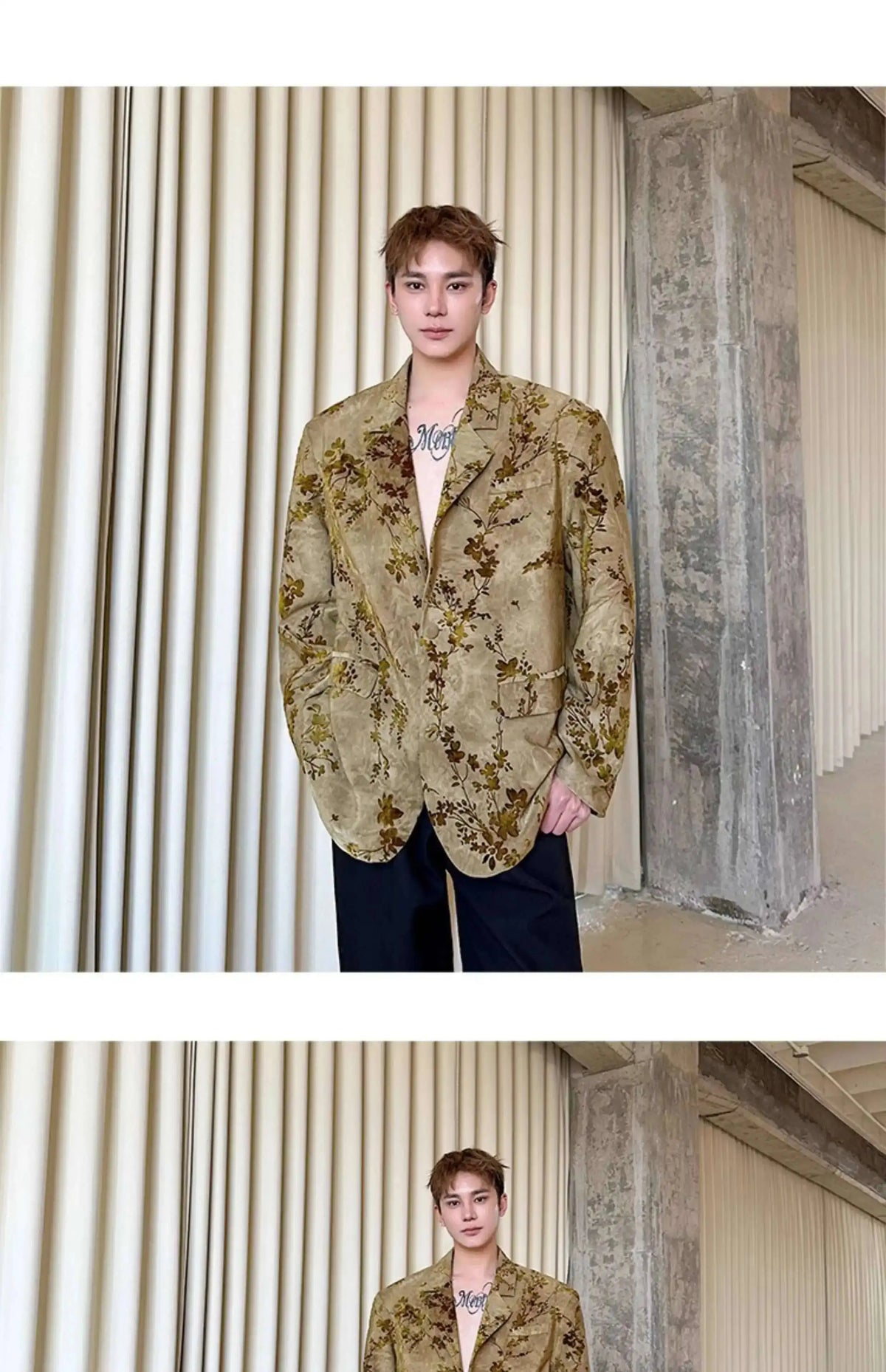 Blazer Casual Elegant Temperament Jacquard 2025 Coat Spring Men's Fashion Floral Printed Loose Male Jacket Clothes JY5533