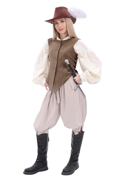 Women Pirate Vest Medieval Costumes Adult Halloween Renaissance Vest Black Bard Vest Top Bodice
