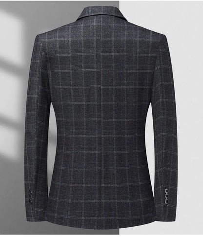Blazer The New Autumn and Winter Fashion Middle-aged Business Casual Checkered Wedding Host Men's Outdoor Performance Blazer