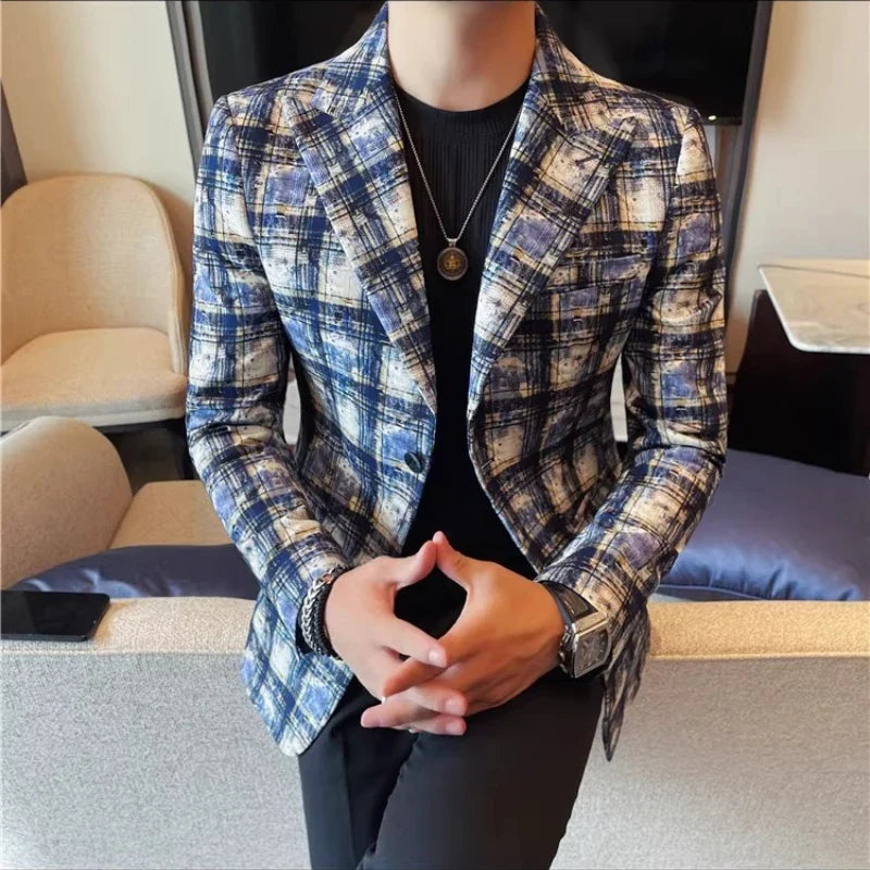 Autumn Winter Casual Suit Jackets Men's Korean Trendy Slim Handsome Wedding Business Blazer Streetwear Social Daily Dress Coat