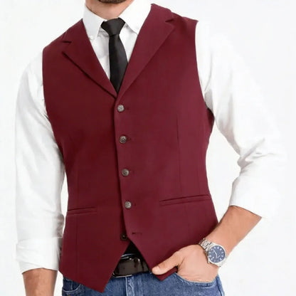 Men Formal Vest Single Breasted Suit Waistcoat for Weddings, Business & Daily Wear