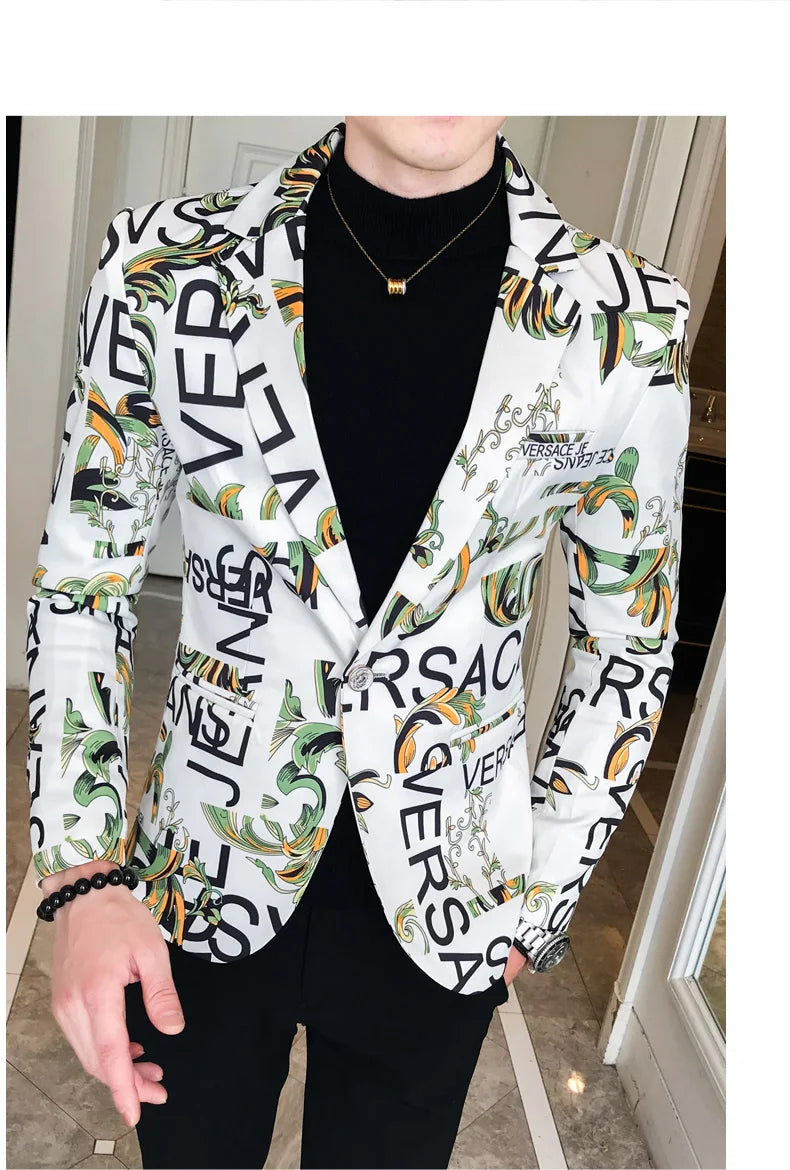 Men's Blazer Suit Jacket 2025 Spring New Fashion Korean Slim Suit Jacket Social Prom Dress Jacket Men's High Quality Clothing