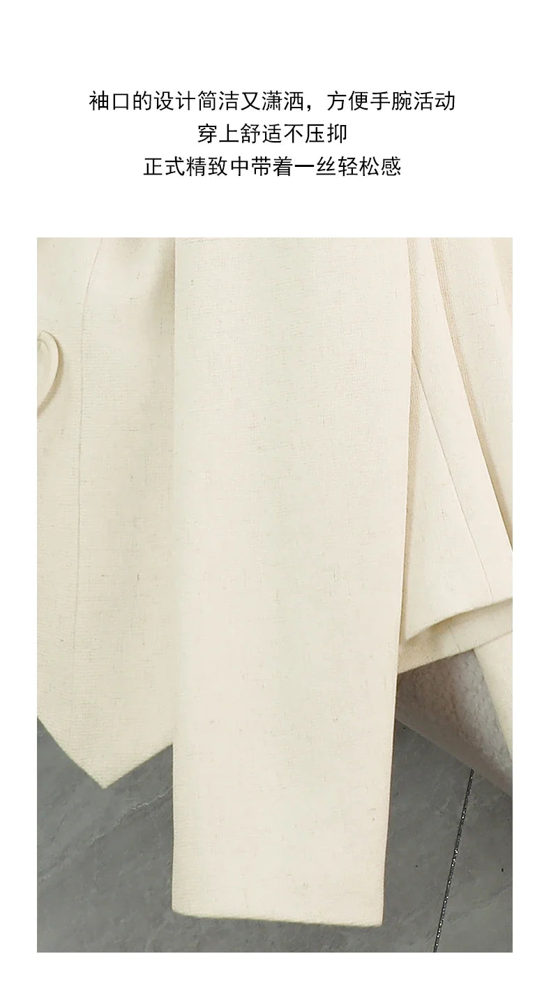 Elegant National Style Buckle Pants Suit  2024 Autumn New Professional Temperament Slim Blazer And Pants Office Ladies Work Wear