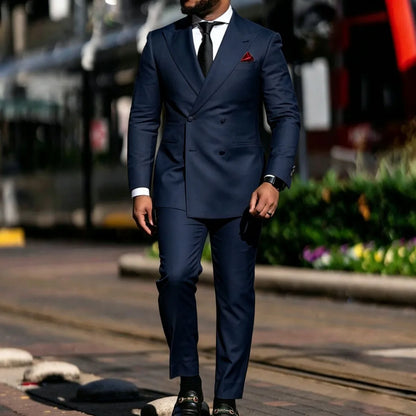 Men Suit Yellow 2 Pieces Double Breasted Solid With Lapel For Wedding Groom Banquet Party Prom Business Work Office Jacket Pants