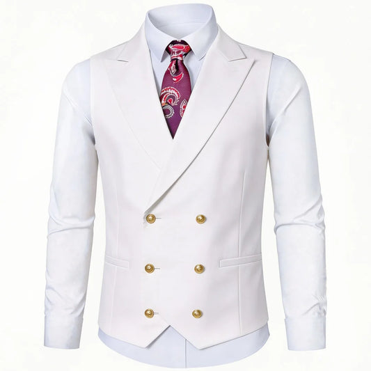 Men's Double Breasted Formal Vest – Wedding, Prom & Business Waistcoat
