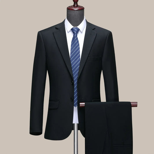 Men's Slim Fit Solid Suit – Business Formal & Wedding Suit for Men in Plus Sizes S–8XL