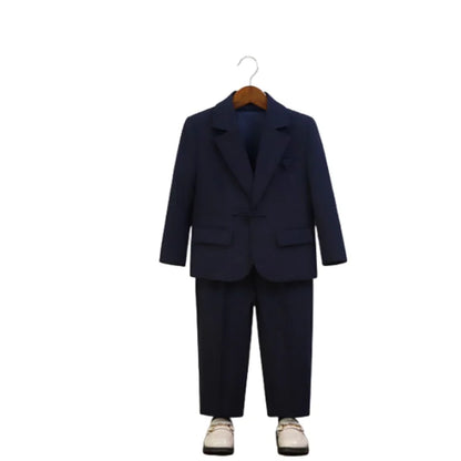Gentleman Boys 5Pieces Formal Wedding Suit Set With Jacket Vest Pants Bowtie Brooch Kids Birthday Piano Performance Costume