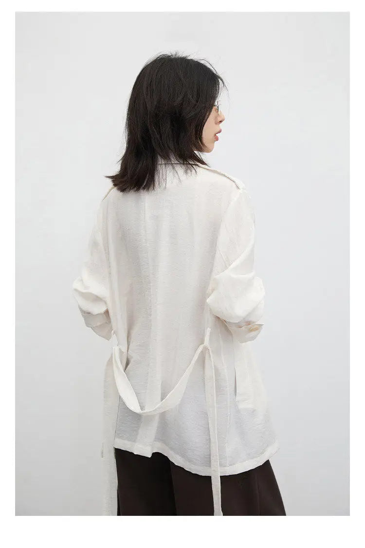 New Women Mid-length Trench Coats Loose Casual Oversized Double Breasted Office Ladies Blazer Jacket Spring Autumn