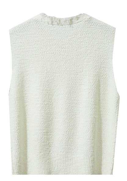 Women's Vest 2025 Autumn New O-neck Elegant Retro Knitted Vest Women's Casual Versatile Loose Sleeveless Top Female12543082