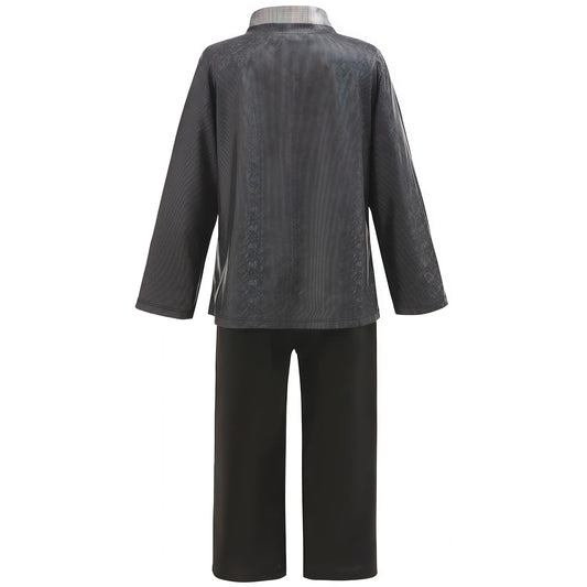 Halloween Carnival Kids Boys Jackson Costume Dancer Singer Stage Outfits 80s Pop Rock Superstar Dress Up Black Suit With Gloves