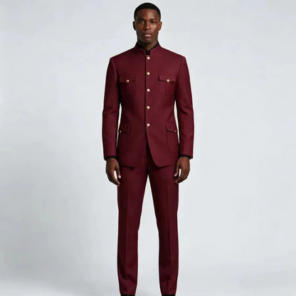 Men's 2-Piece Suit Set – Slim Fit Business Casual & Wedding Groom Suit