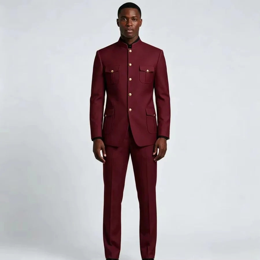 Men's 2-Piece Suit Set – Slim Fit Business Casual & Wedding Groom Suit