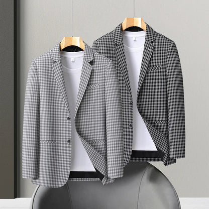 New High-End Soft Comfortable Men's Blazer Slim Fit Fashion Jacket For Young Men Daily Casual Home Wear Outerwear