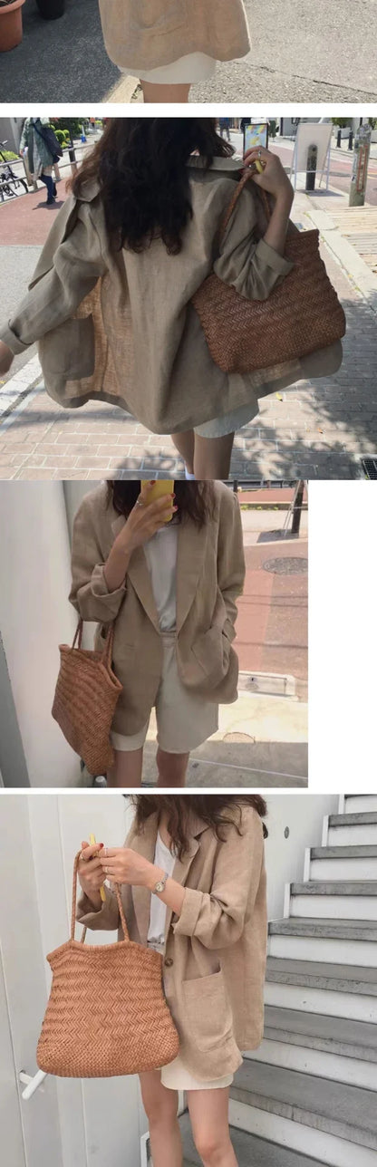 Loose Fit Summer New Style Women's  Jacket Cotton Linen Thin Material Large Size Street Style Small West Coat High End ...