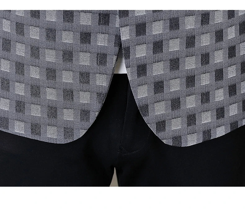 2026 Spring Autumn Men's Suit Jacket Korean Checkered Suit Jackets Slim Fit Fashion Casual Business Formal Blazers Costume Homme