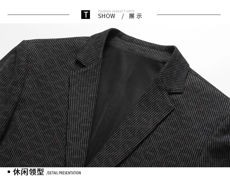 2026 New Men's Pinstripe Blazer High Quality Business Casual Slim Fit Suit Jacket For Work & Daily Wear