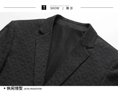 2026 New Men's Pinstripe Blazer High Quality Business Casual Slim Fit Suit Jacket For Work & Daily Wear