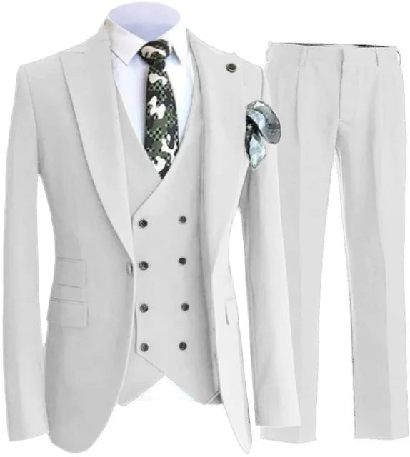 Men's Suit Fashion Formal Business Slim Fit 3 Pieces Dark Green Men's Tuxedo Men Wedding Suits Groom Male Suit Blazers