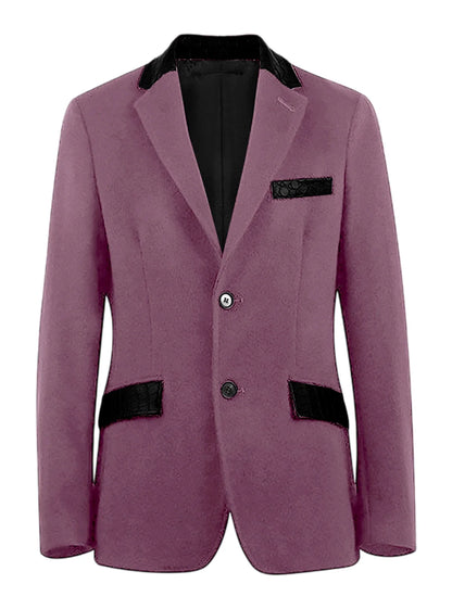 Men's Wool Blend Blazer Black Croc Print Lapel Collar Slim Fit Formal Business Casual Suit Jacket Autumn Winter Sport Coat