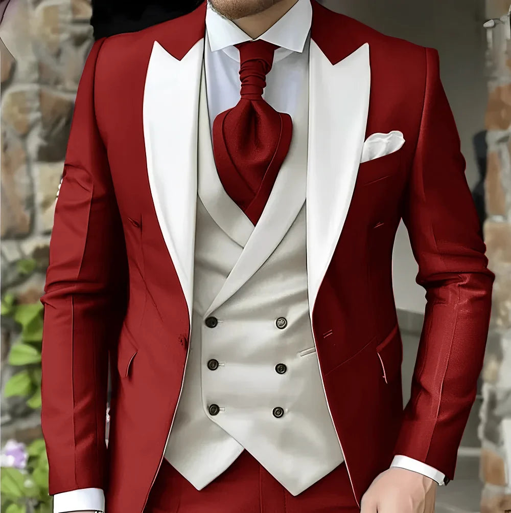 Costume de mariage pour homme à revers pointu de haute qualité coupe slim Vestes Col pointu croisé Carnavals hommes Le dernier