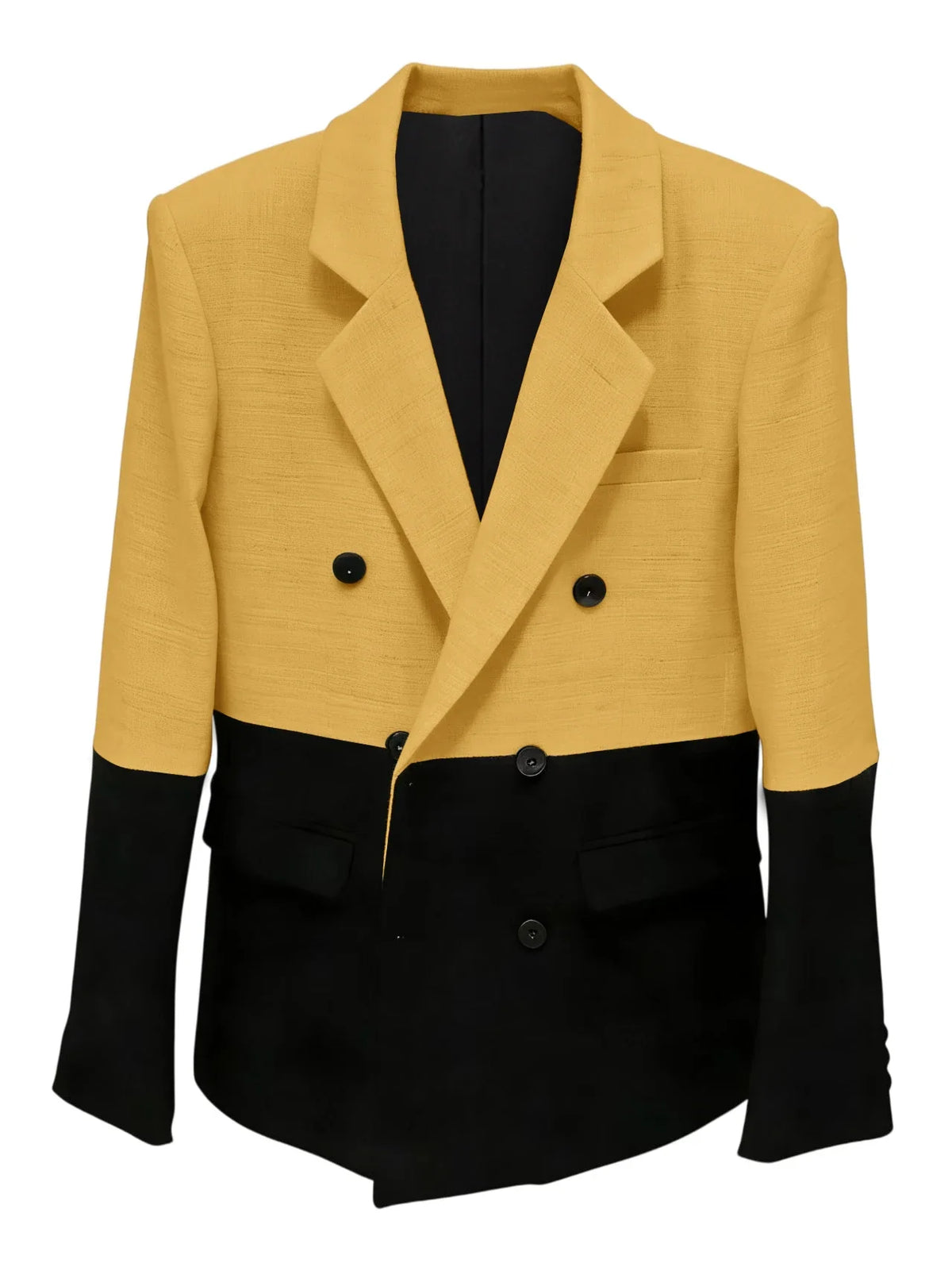 Men's Linen Color Block Blazer Double Breasted Notch Lapel Lightweight summer Sport Coat Fashion Jacket for Party & Streetwear