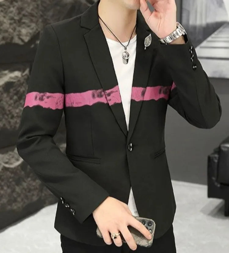 New Trendy Versatile Fashion Solid Color Korean Style Blazer Spring Autumn Casual Men's Slim Fit Handsome Suit Jacket Outerwear