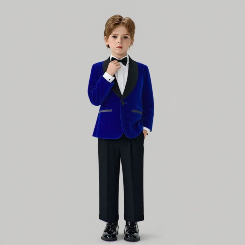 Boys Formal Suit Set 3-Piece Kids Wedding Suit Jacket Pants Bowtie for Birthday Ceremony Performance