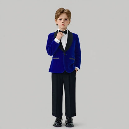 Boys Formal Suit Set 3-Piece Kids Wedding Suit Jacket Pants Bowtie for Birthday Ceremony Performance