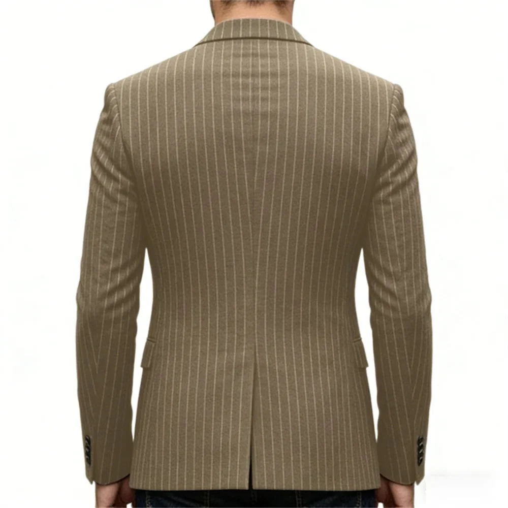 Men's Striped Blazer Casual Slim Fit Suit Jacket 2026 New Business Casual Single Breasted Blazer for Men Office Wedding Party Co