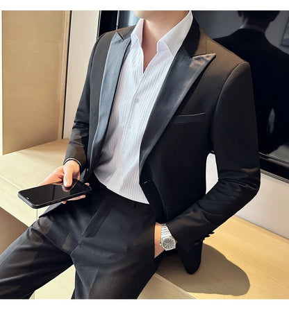 Men's Slim Fit Wedding Suit – Jacket, Vest & Pants | Smart Casual Black Tuxedo for Groom