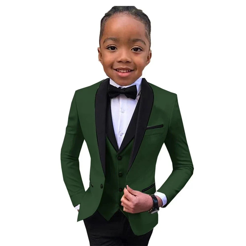 Boys 3-Piece Slim Fit Suit Set for Kids Wedding Prom and Formal Occasions