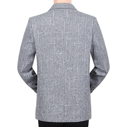 KIDWHXR Men Blazer Retro Striped Turn Down Collar Single-breasted Male Outerwear Long Sleeve Breathable Casual Man Suit Coat