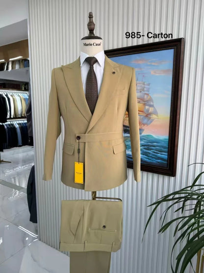 New Stylish Man Suit Set 2 Pieces Party Wear Classic Peak Lapel Men's Formal Suits Host Costumes Long Sleeve Tuxedo S-3XL