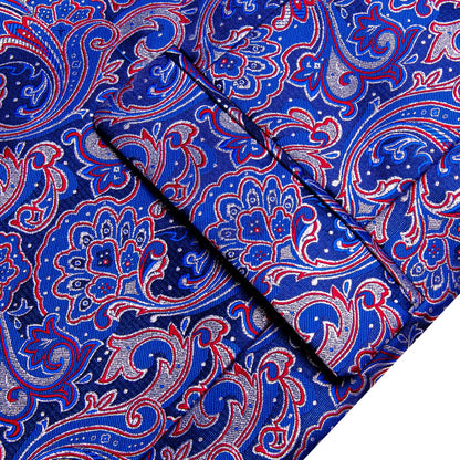 Blue Paisley Jacquard Mens Tuxedo Blazer, Black Satin Shawl Lapel Single Button Suit Jacket for Party Stage Banquet